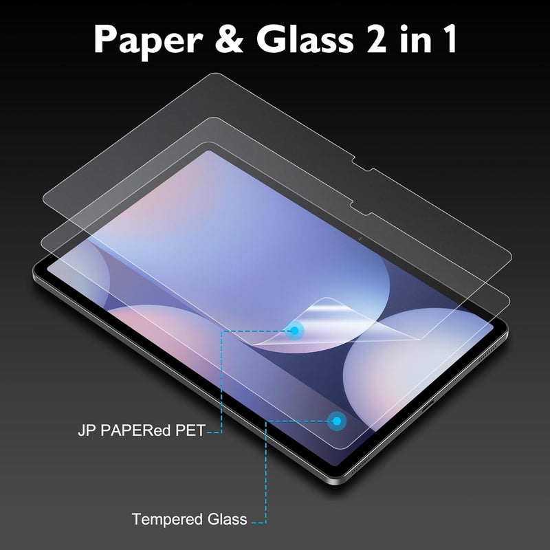 Esanik 2 Pack Like Paper Glass Screen Protector for Samsung Galaxy Tab S10 Plus / S9 Plus / S9 FE Plus (12.4 inch) 9H Tempered Glass Film with Alignment Frame, Writing Like on Paper, Anti Glare - Image 4